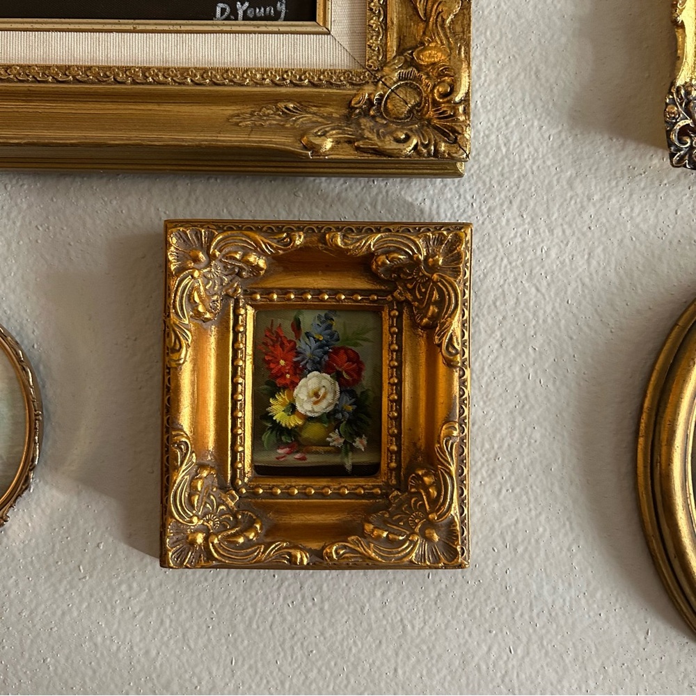SOLD Framed still life floral in ornate frame
